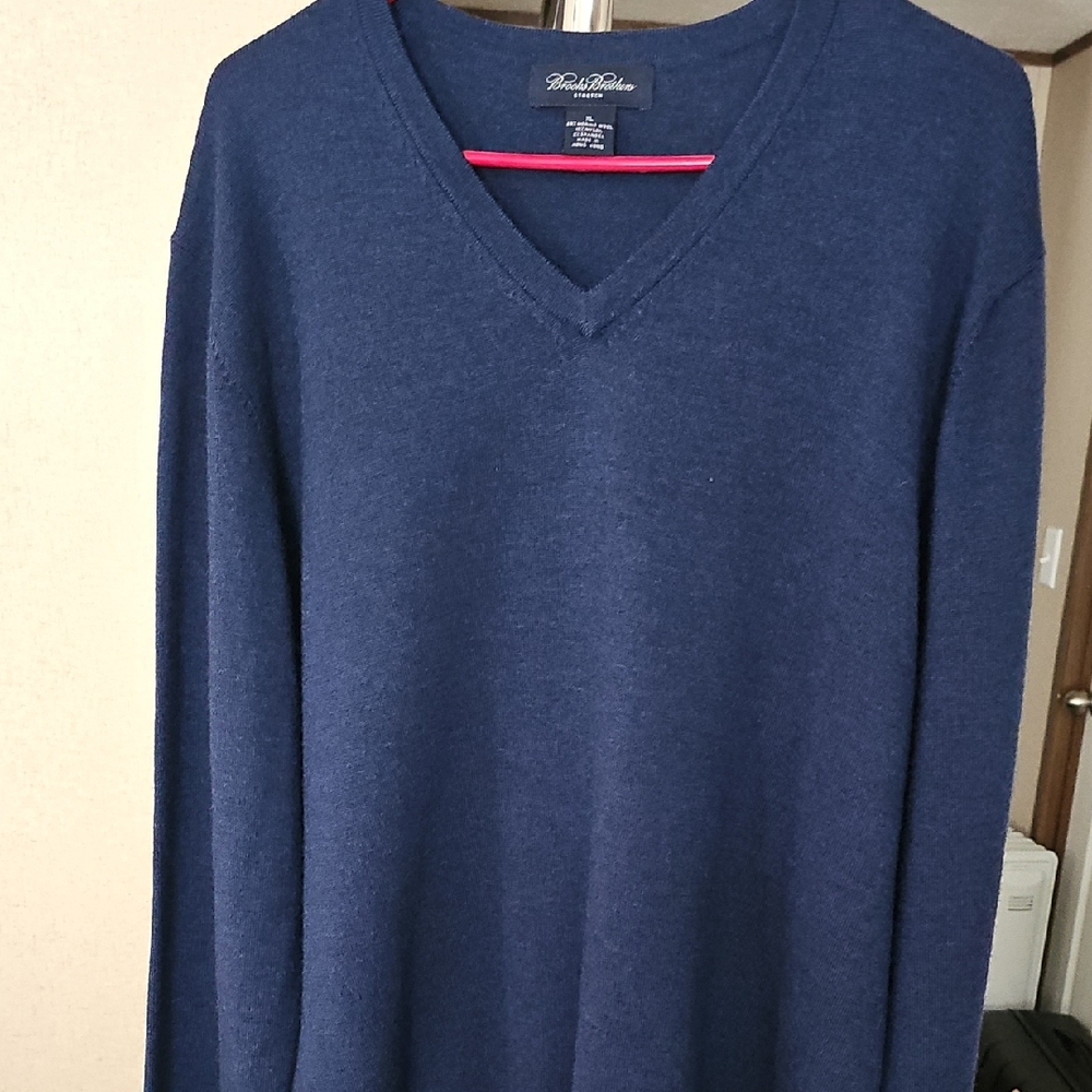 Brooks Brothers Blue V-Neck Sweater